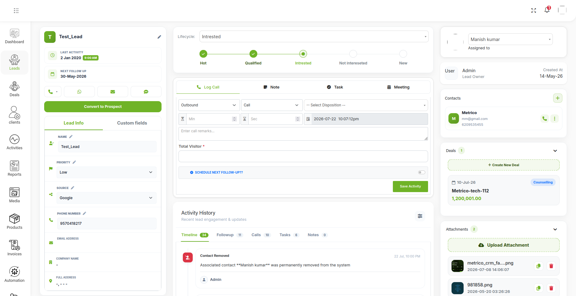 CRM Dashboard